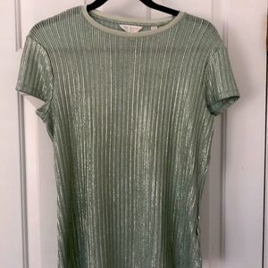 Ted Baker light green shimmery shirt with cap sleeves
